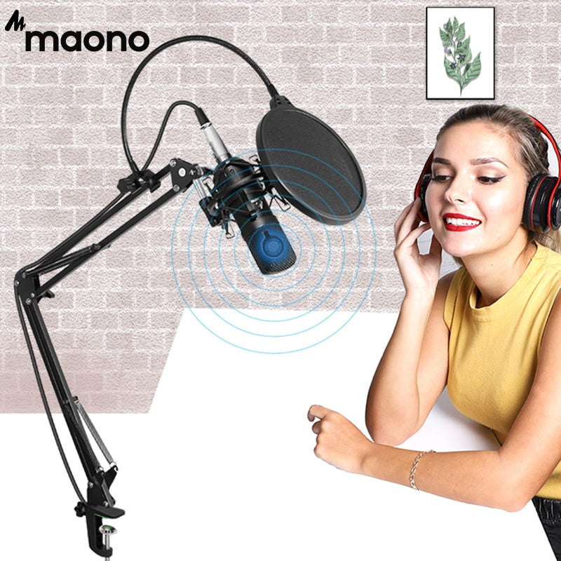 Microfone de Estúdio Profissional MAONO AU-A03 [ Condensador Cardióide ] - Microfone para Podcast, Gaming, Karaokê, YouTube, Gravação, DJ  - FRETE GRÁTIS