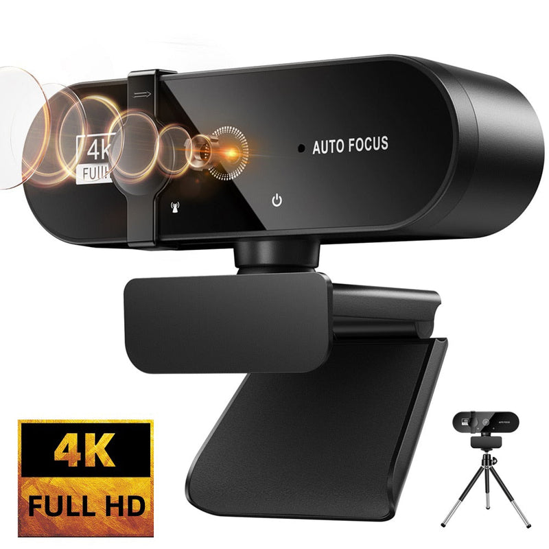 Webcam 4k, 2K e 1080p mini câmera.